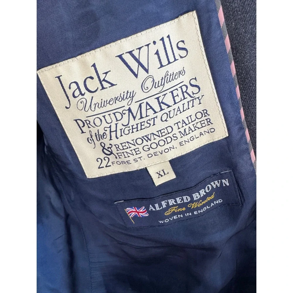 Jack Wills Blazer Sport Coat Jacket 100% Wool Mens XL‎ Navy Blue